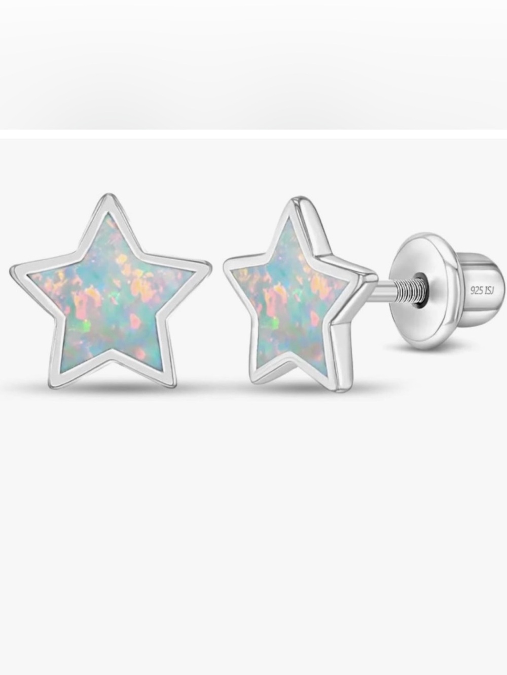925 Sterling Silver Opal Star Earrings